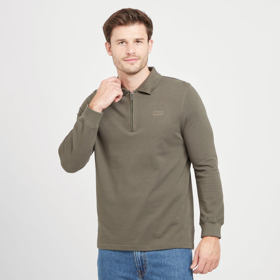 Green Label Mens Airdrie Long Sleeve Polo Shirt Green