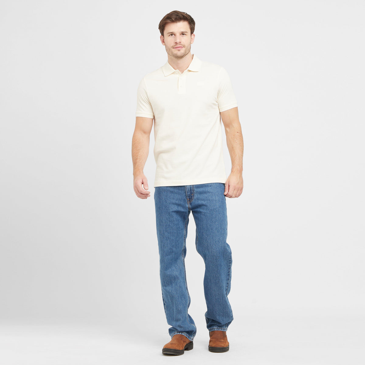 Green Label Mens Alvie Short Sleeved Polo Shirt White