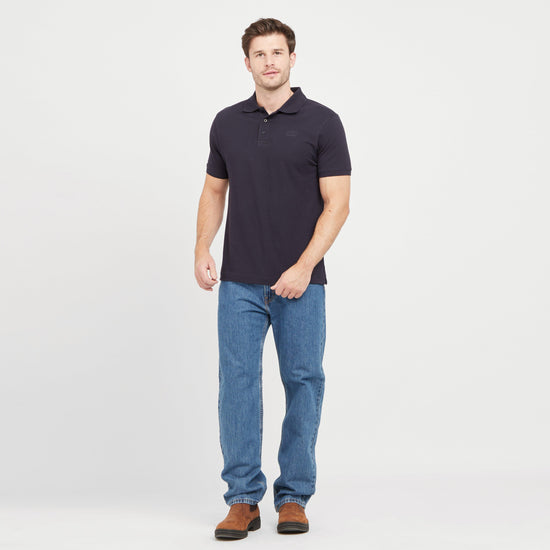 Green Label Mens Alvie Short Sleeved Polo Shirt Navy