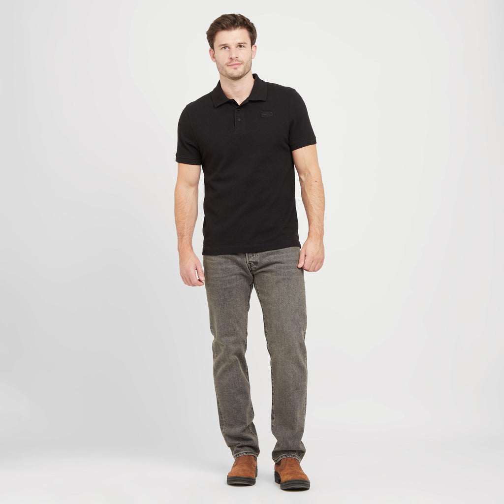 Green Label Mens Alvie Short Sleeved Polo Shirt Black