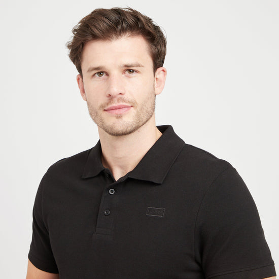 Green Label Mens Alvie Short Sleeved Polo Shirt Black