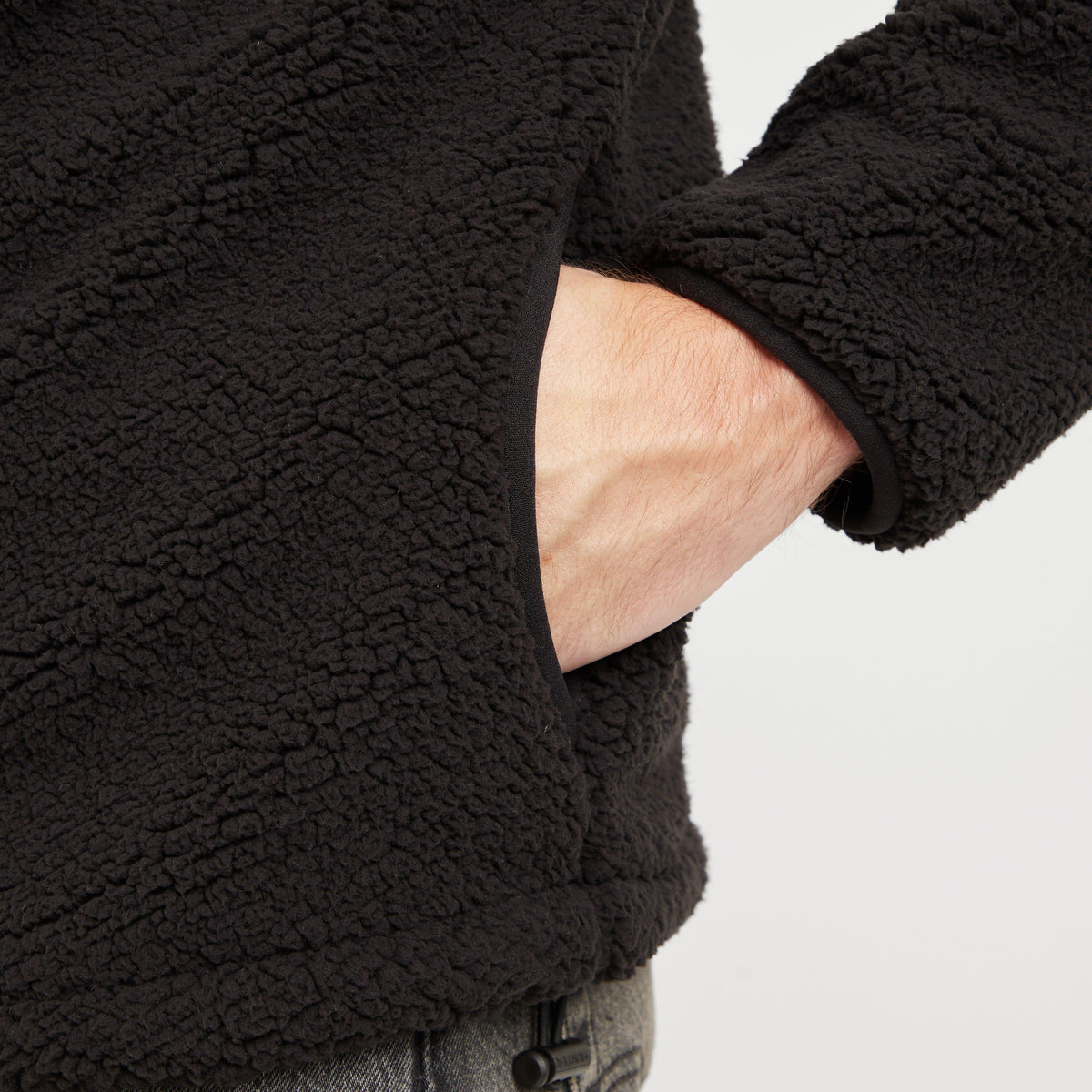 Green Label Mens Elgin Borg Fleece Black