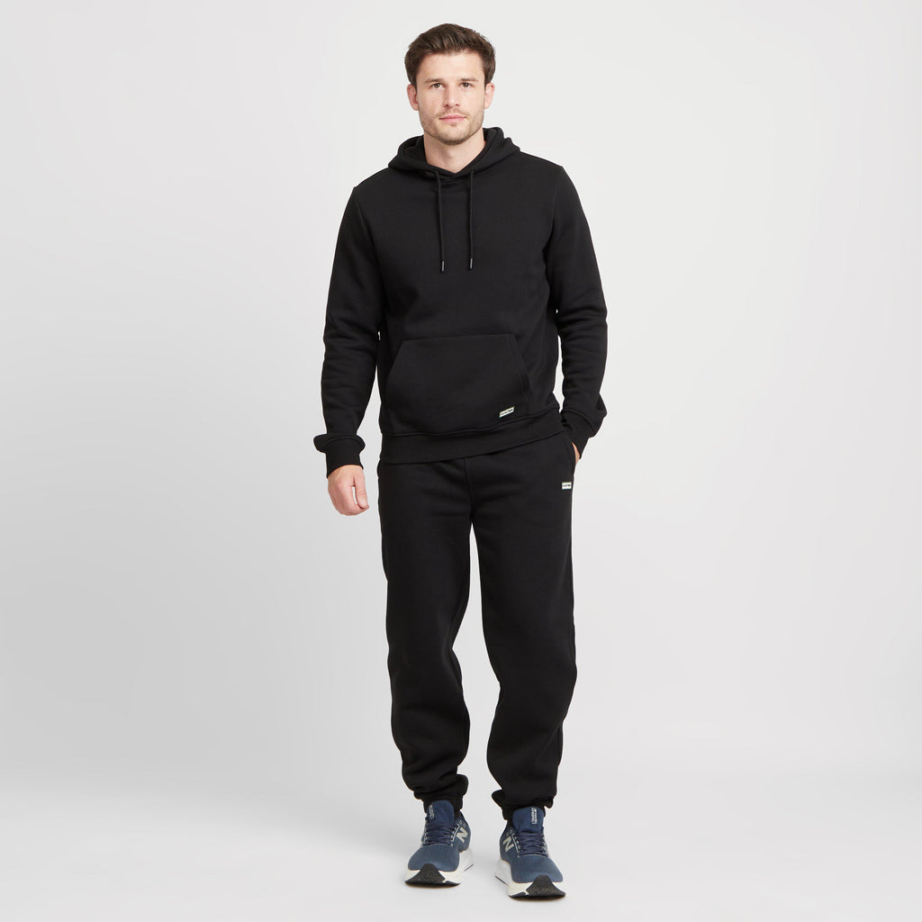 Green Label Mens Wishaw Big Logo Hoodie Black