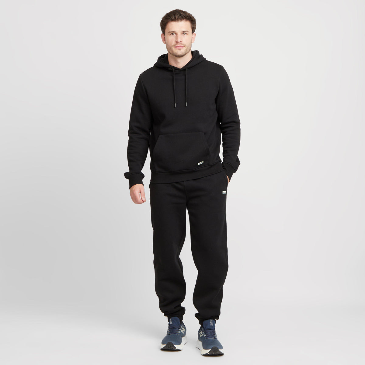 Green Label Mens Wishaw Big Logo Hoodie Black