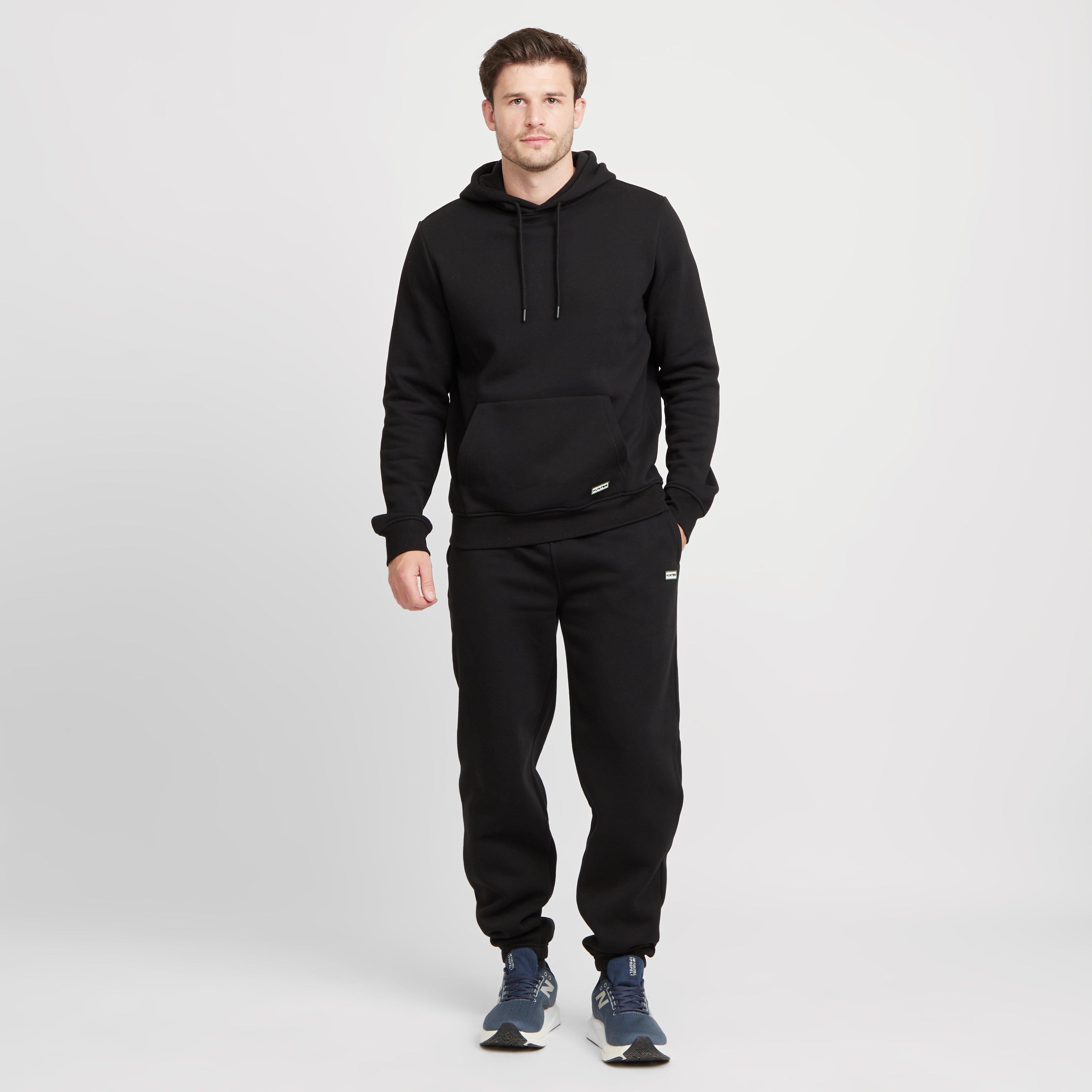 Green Label Mens Wishaw Big Logo Hoodie Black