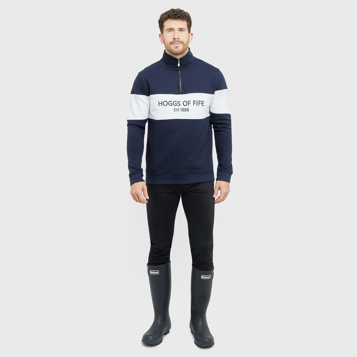 Mens Dumfries 1888 1/4 Zip Sweatshirt Navy/White