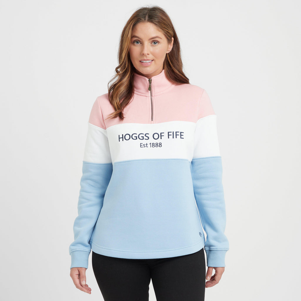 Womens Dumfries 1888 1/4 Zip Sweatshirt Pink/White/Blue
