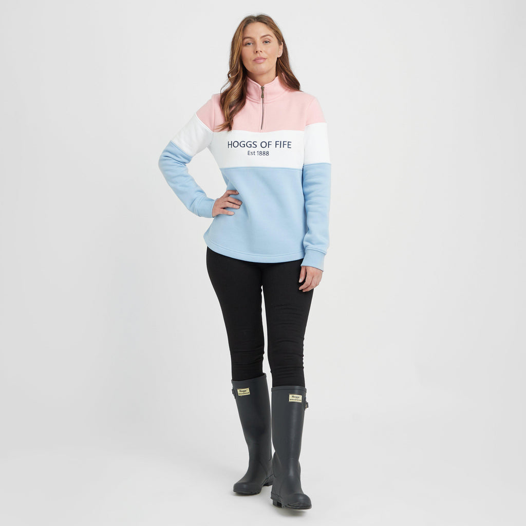 Womens Dumfries 1888 1/4 Zip Sweatshirt Pink/White/Blue