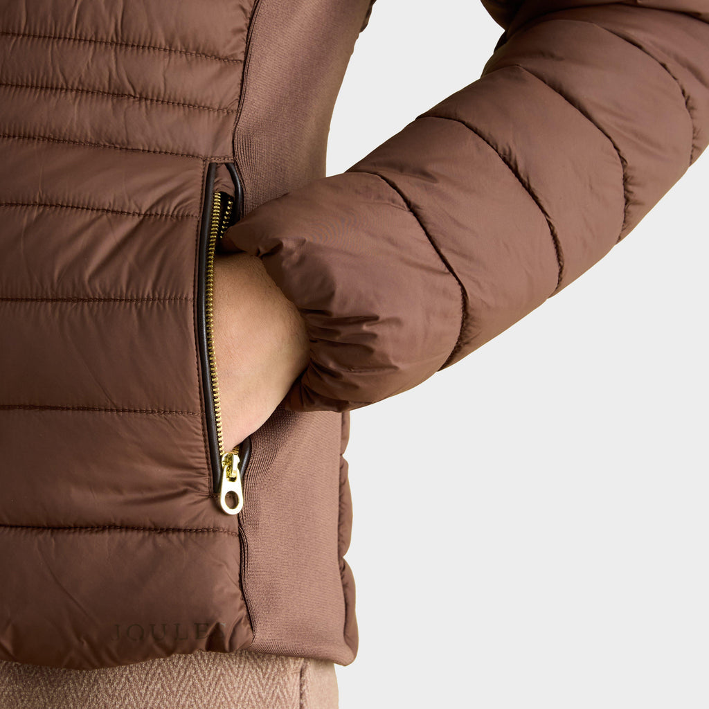 Womens Beckley Padded Showerproof Jacket With Faux Fur Trim Brown