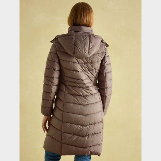 Womens Pembury Showerproof Longline Padded Coat With Hood Neutral