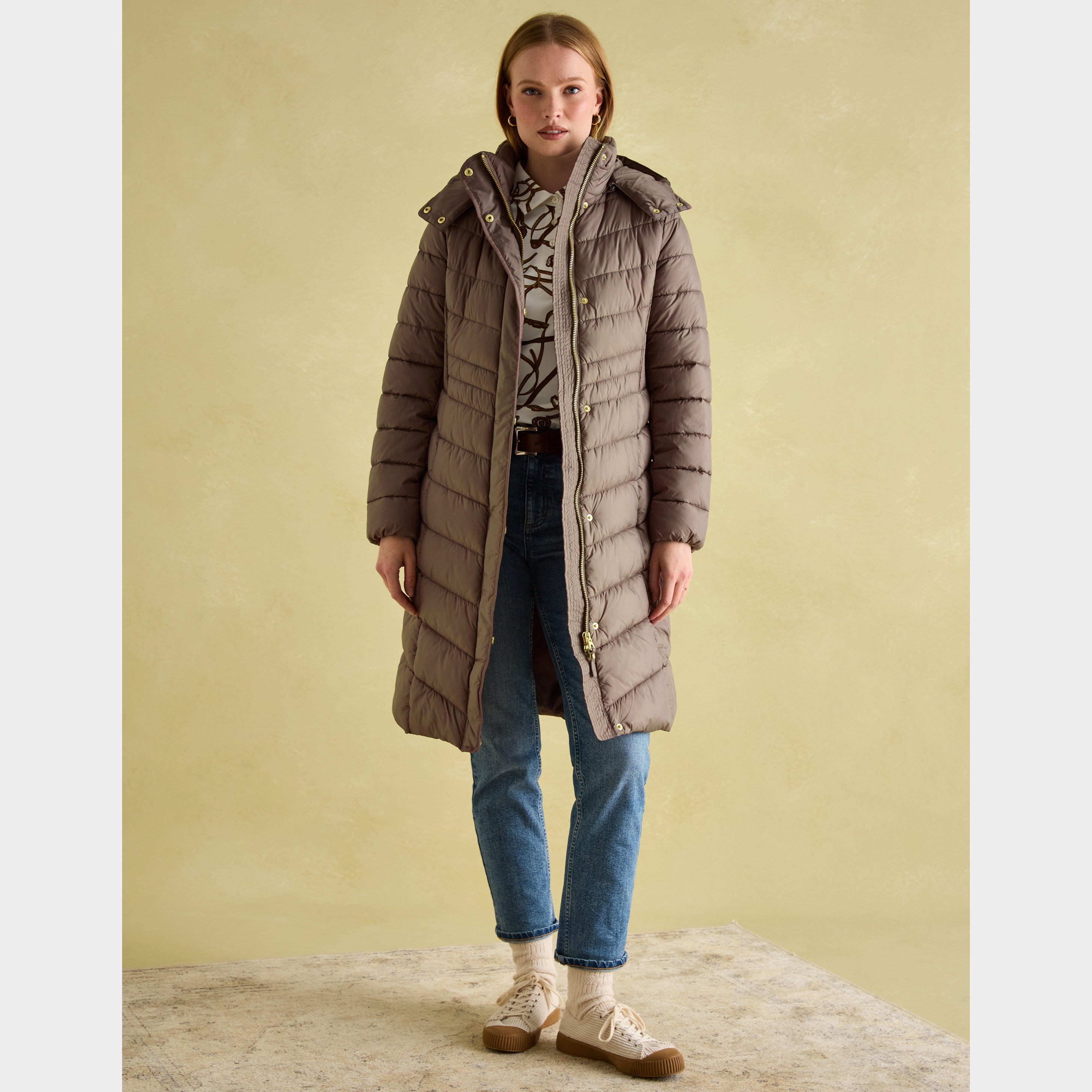 Womens Pembury Showerproof Longline Padded Coat With Hood Neutral