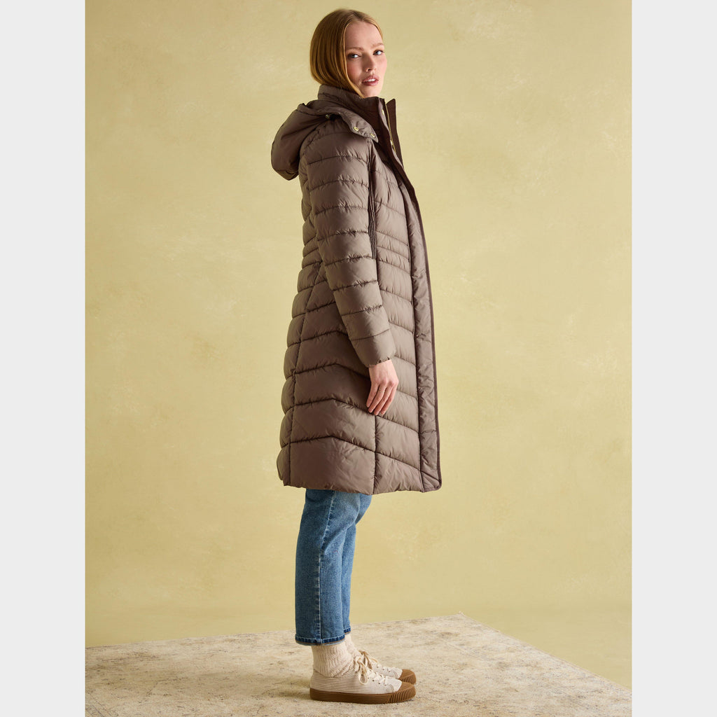 Womens Pembury Showerproof Longline Padded Coat With Hood Neutral