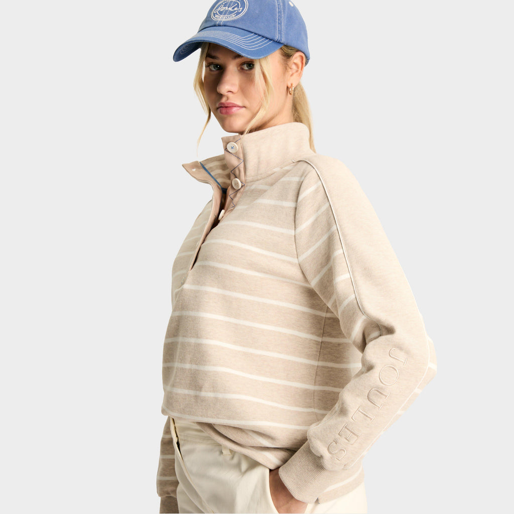 Womens Southwold Button Down Striped Sweatshirt Oatmarl