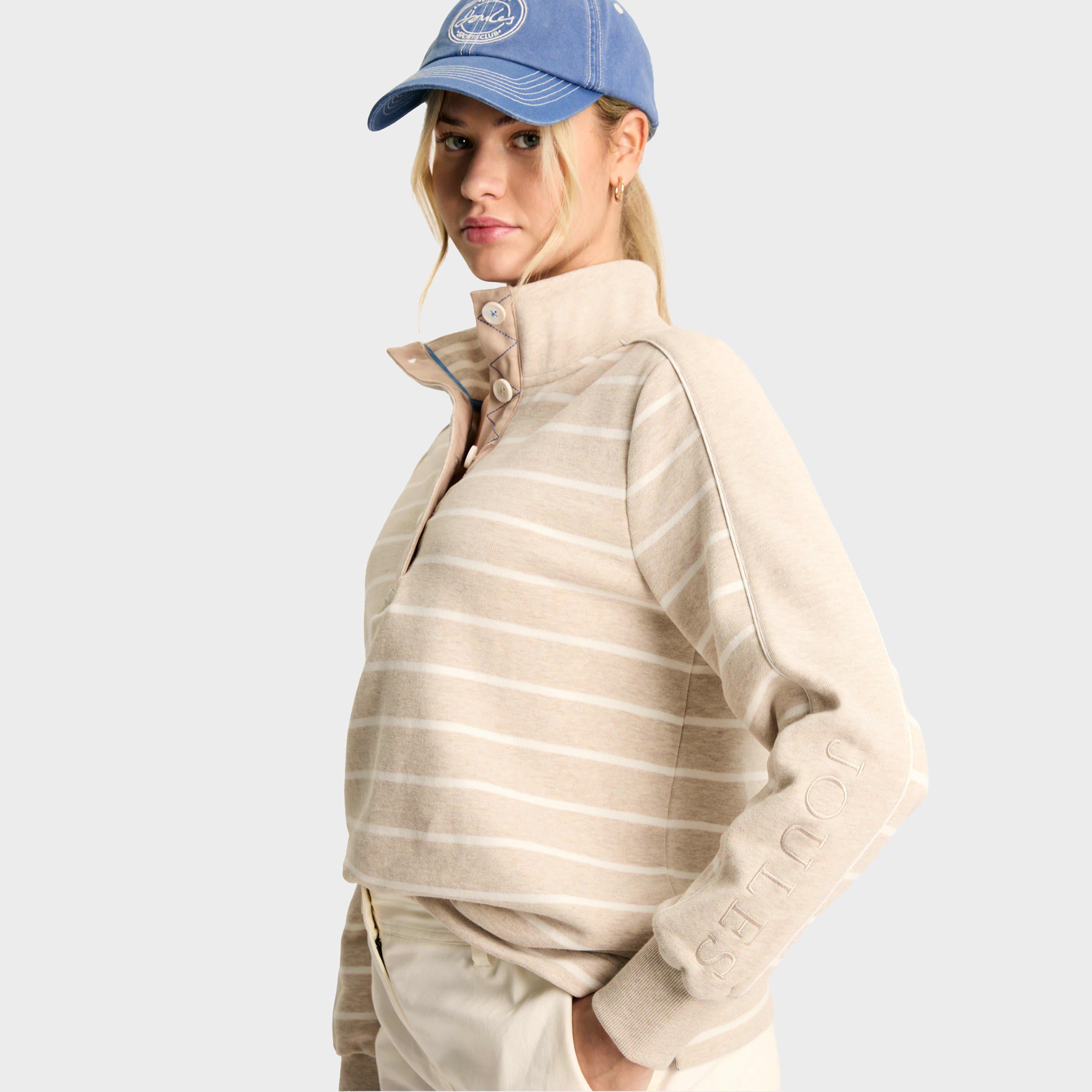 Womens Southwold Button Down Striped Sweatshirt Oatmarl