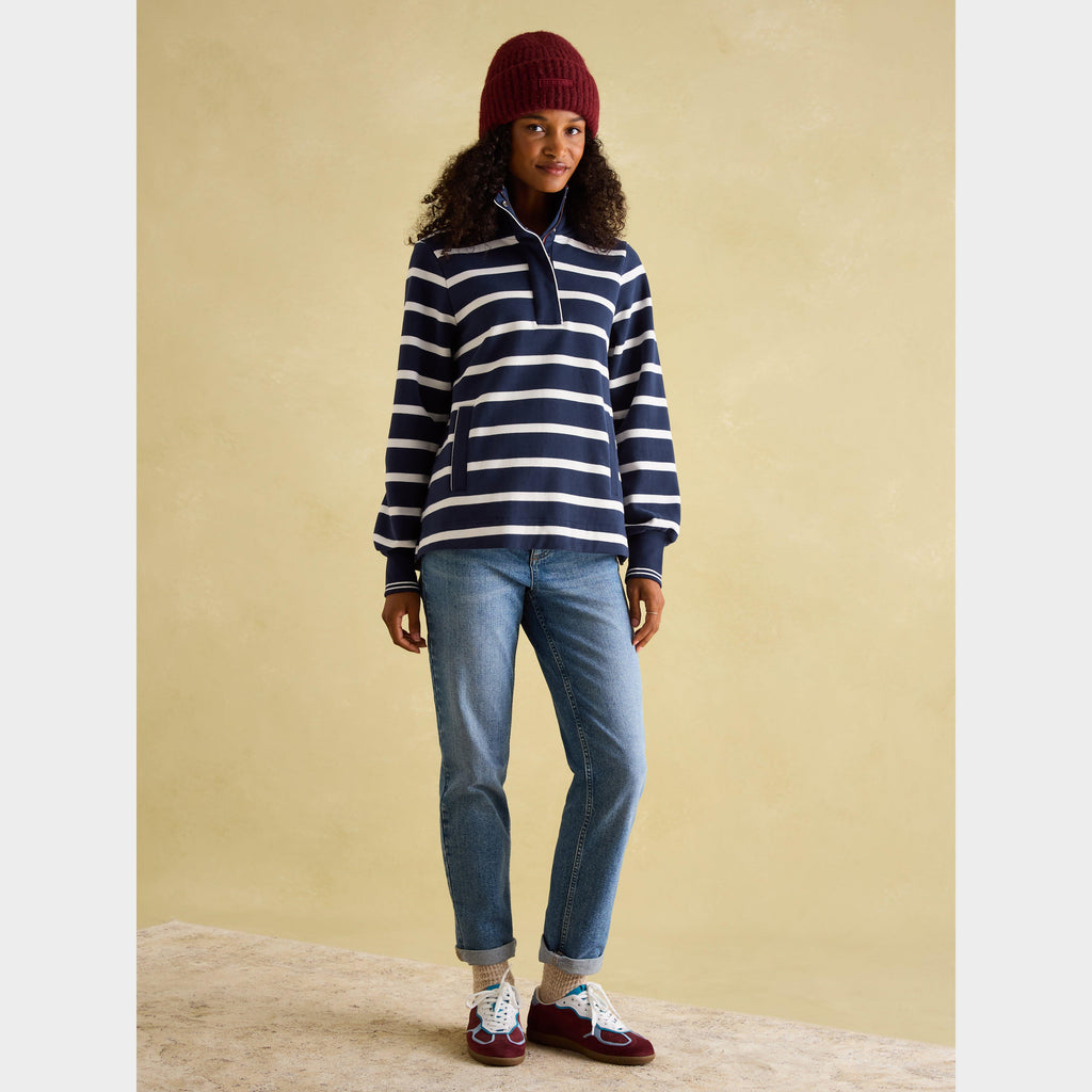 Womens Burnham Funnel Neck Quarter Zip Sweatshirt Navy Blue