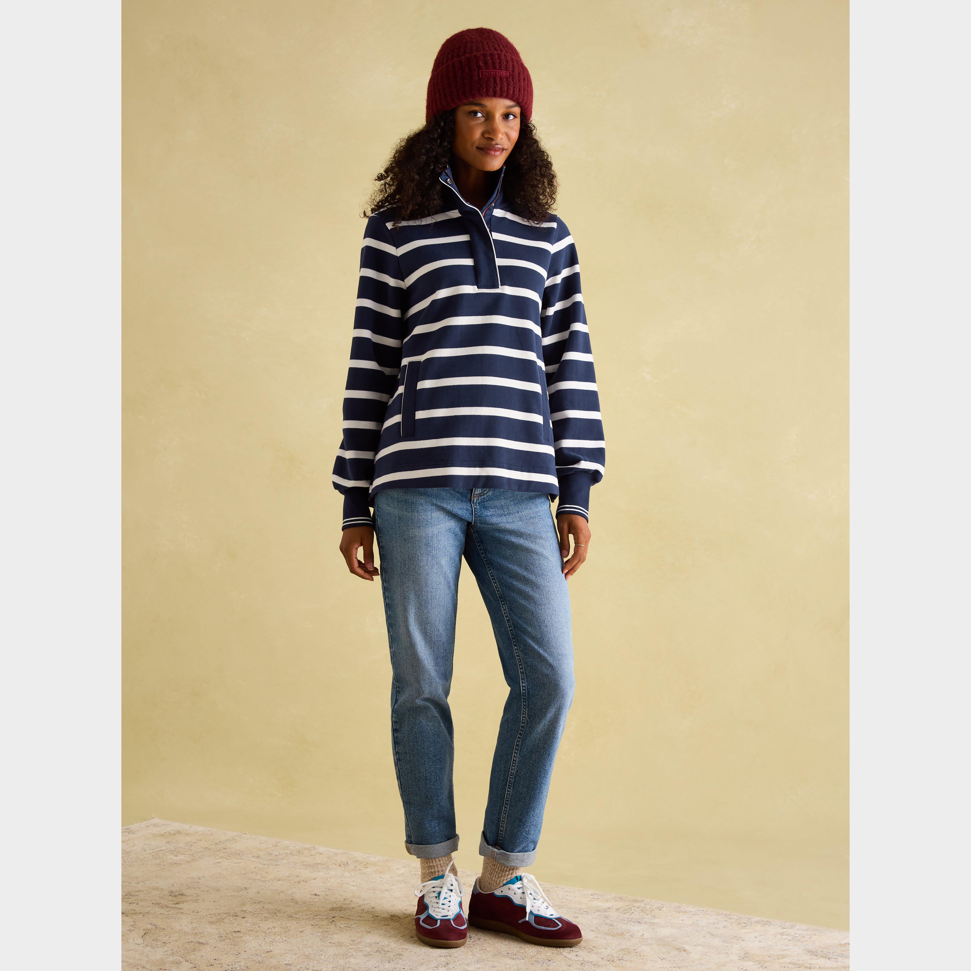 Womens Burnham Funnel Neck Quarter Zip Sweatshirt Navy Blue