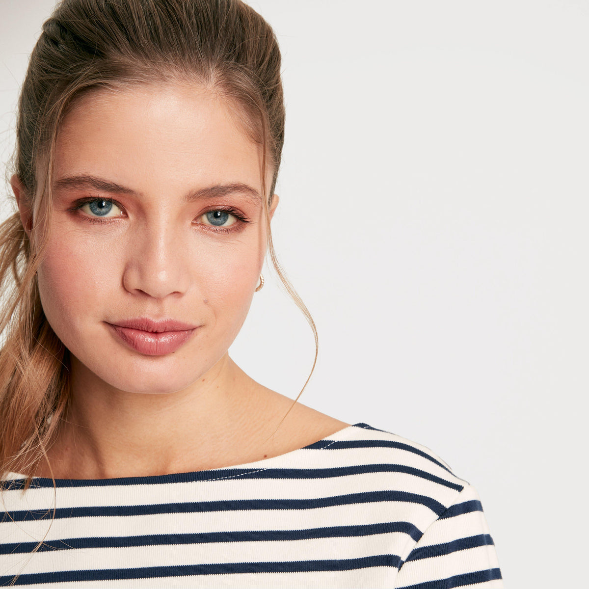 Womens Harbour Striped Boat Neck Breton Top Cream & Navy Striped
