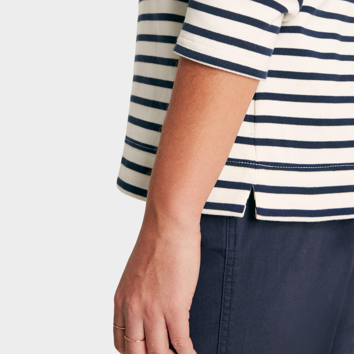 Womens Harbour Striped Boat Neck Breton Top Cream & Navy Striped