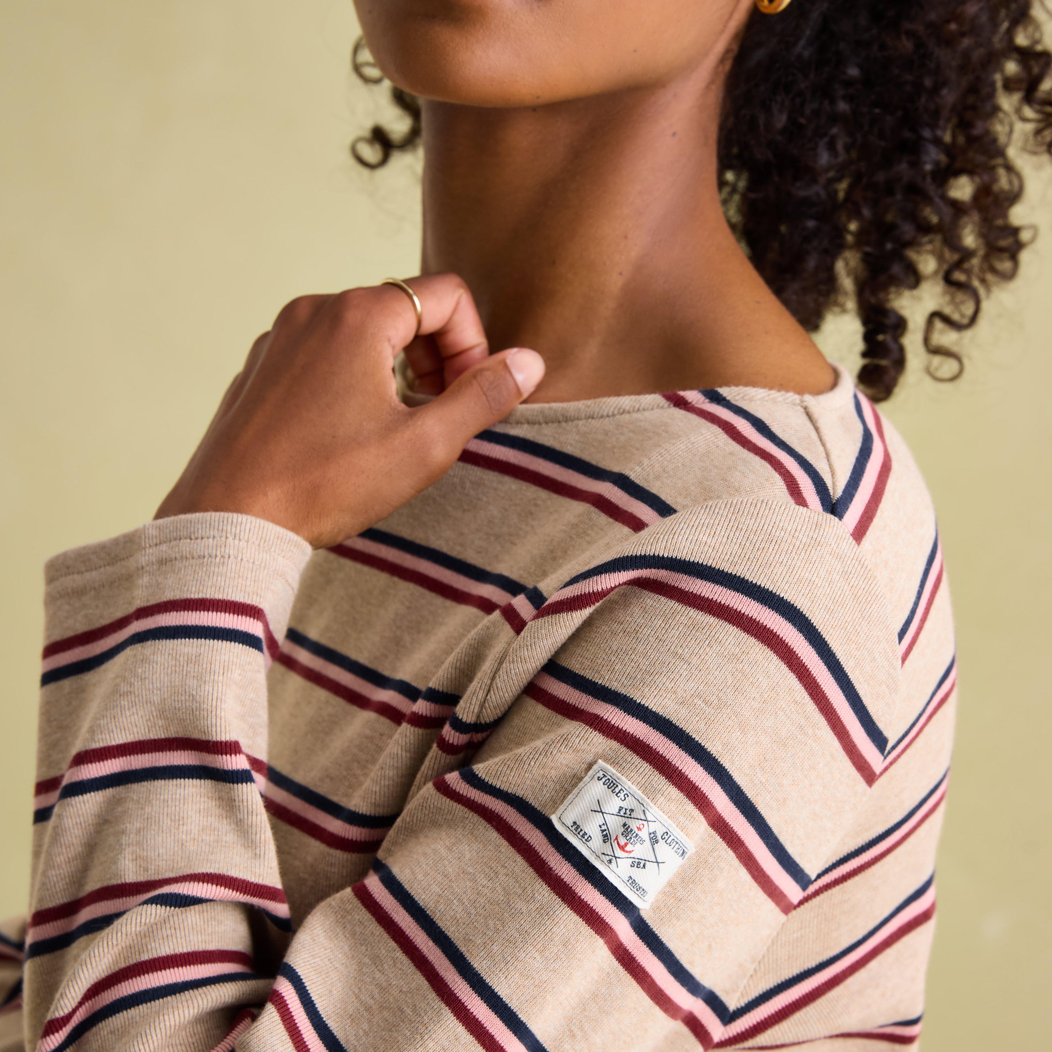 Womens Harbour Boat Neck Breton Top Oat Multi