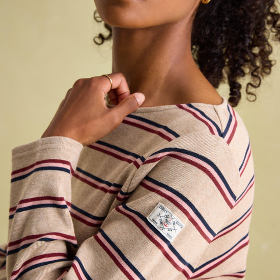 Womens Harbour Boat Neck Breton Top Oat Multi