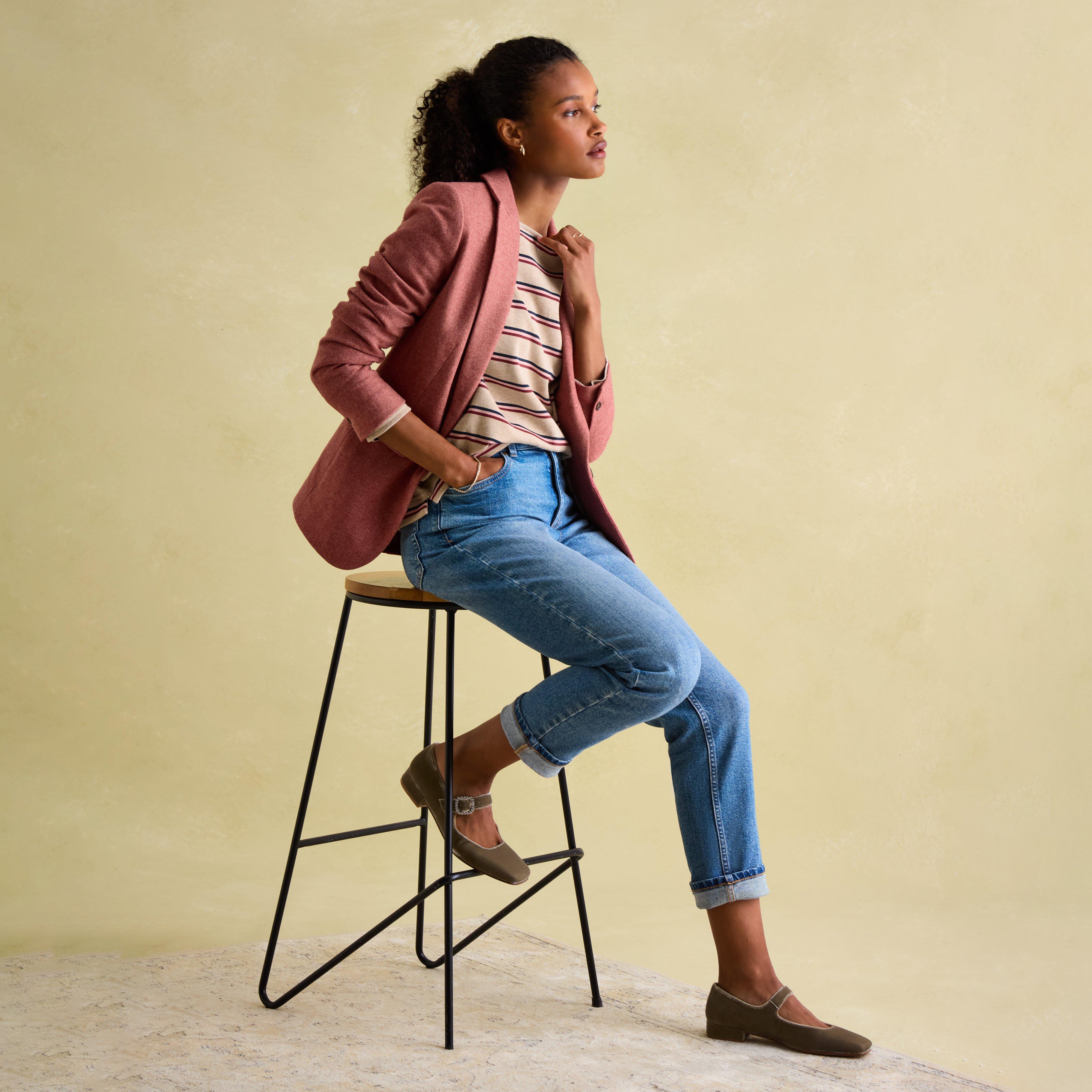 Womens Harbour Boat Neck Breton Top Oat Multi