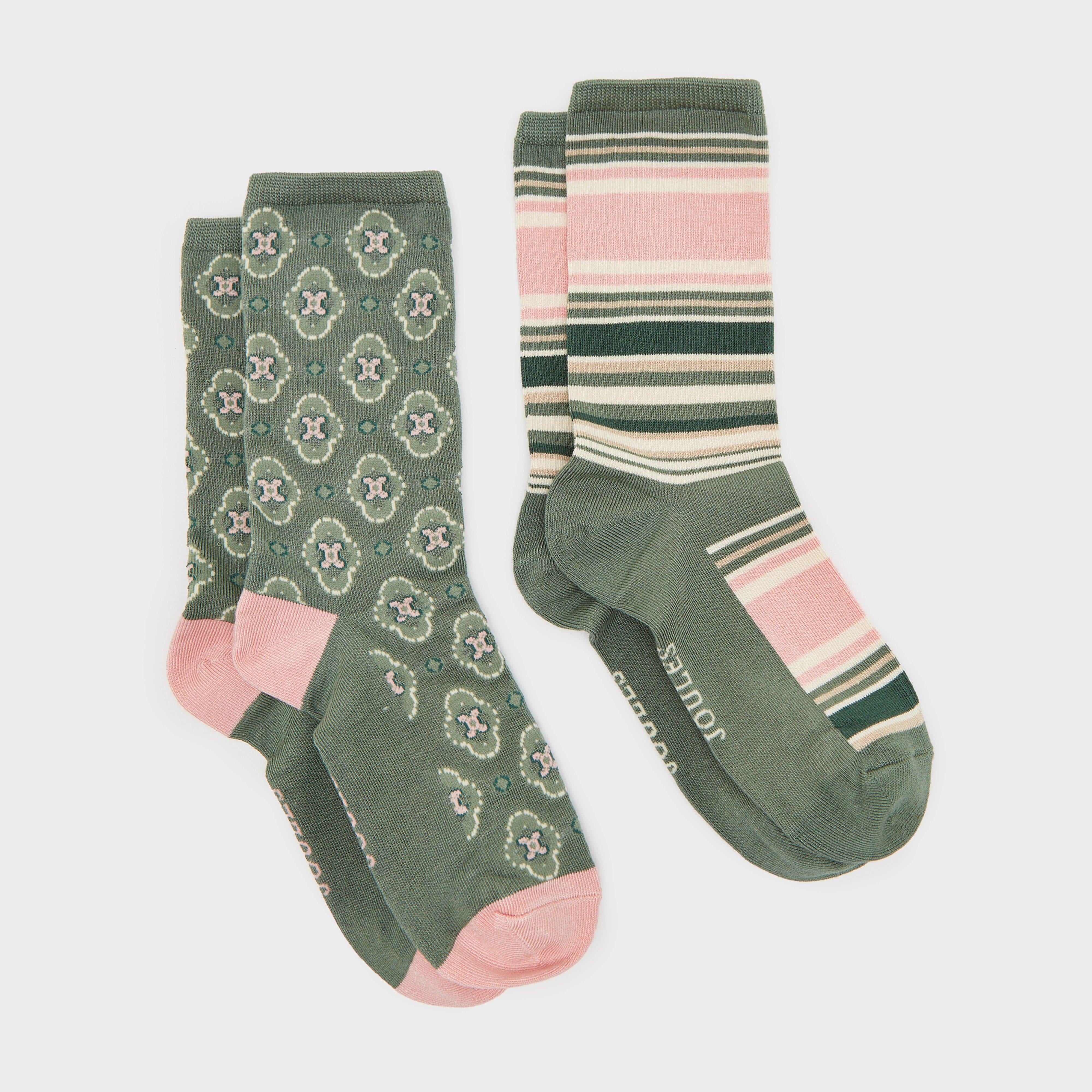 Womens Everyday 2 Pack Socks Multi Khaki Green