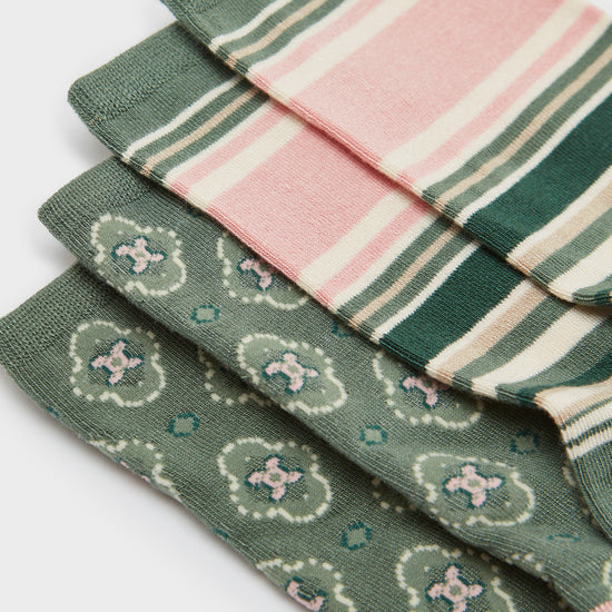 Womens Everyday 2 Pack Socks Multi Khaki Green