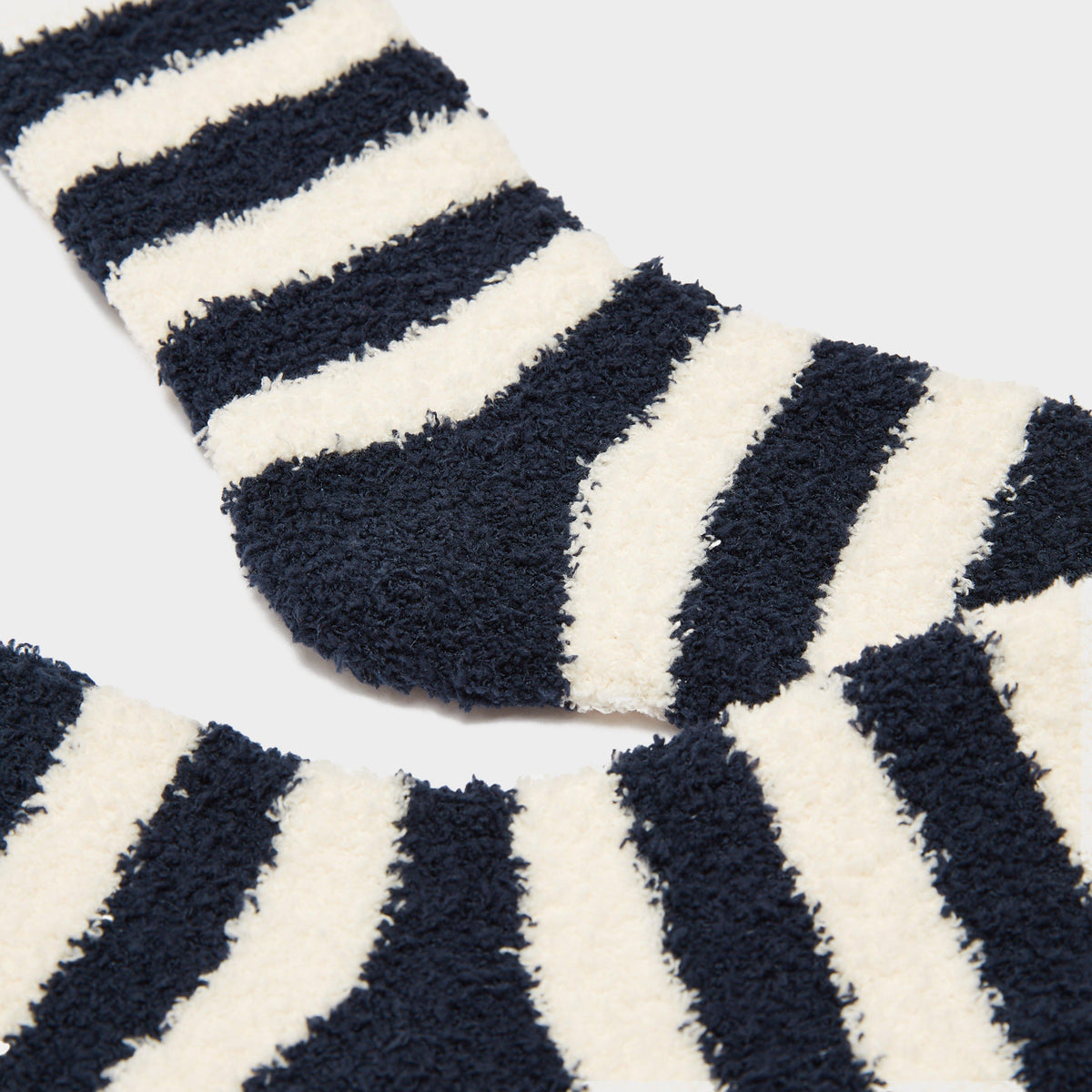 Womens Fluffy Socks Navy Stripe