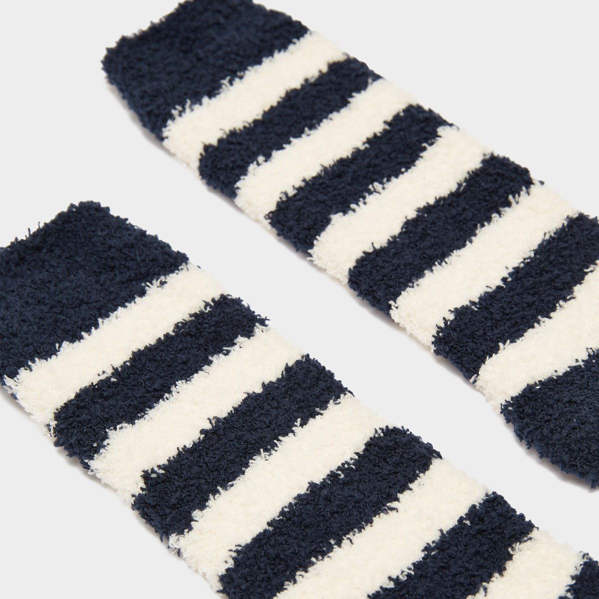 Womens Fluffy Socks Navy Stripe