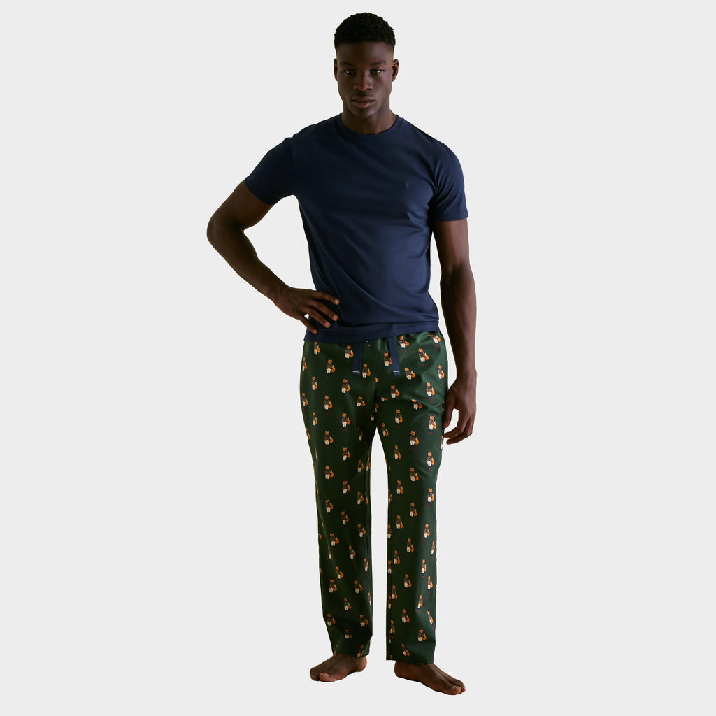 Mens Dozer Cotton Pyjama Bottoms Green Fox
