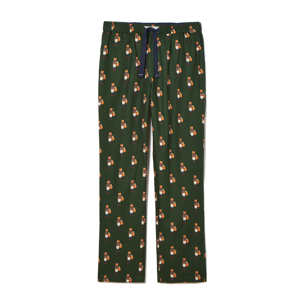 Mens Dozer Cotton Pyjama Bottoms Green Fox
