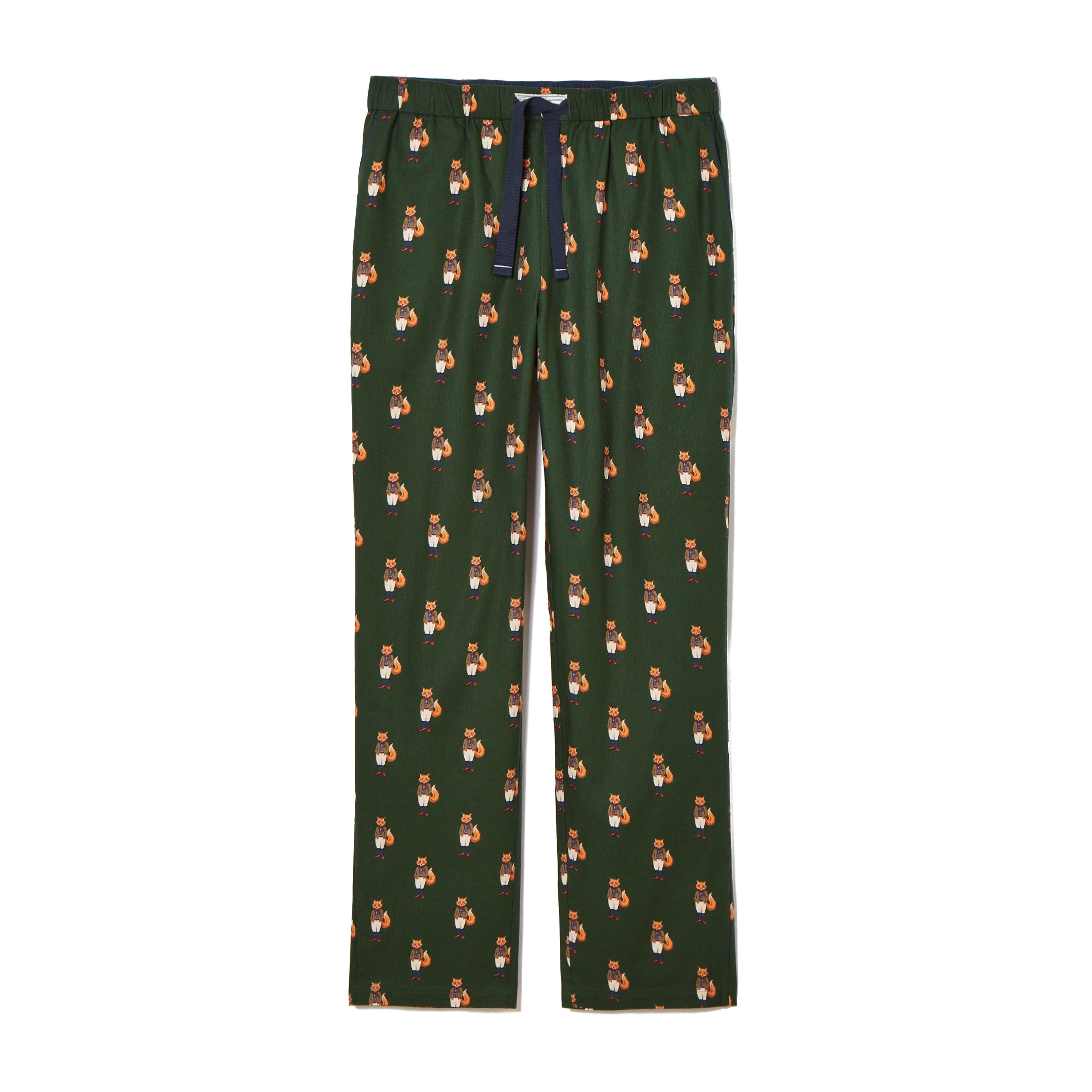 Mens Dozer Cotton Pyjama Bottoms Green Fox