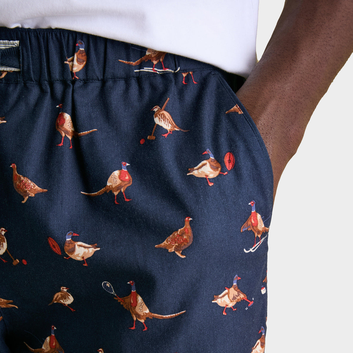 Mens Dozer Cotton Pyjama Bottoms Navy Birds