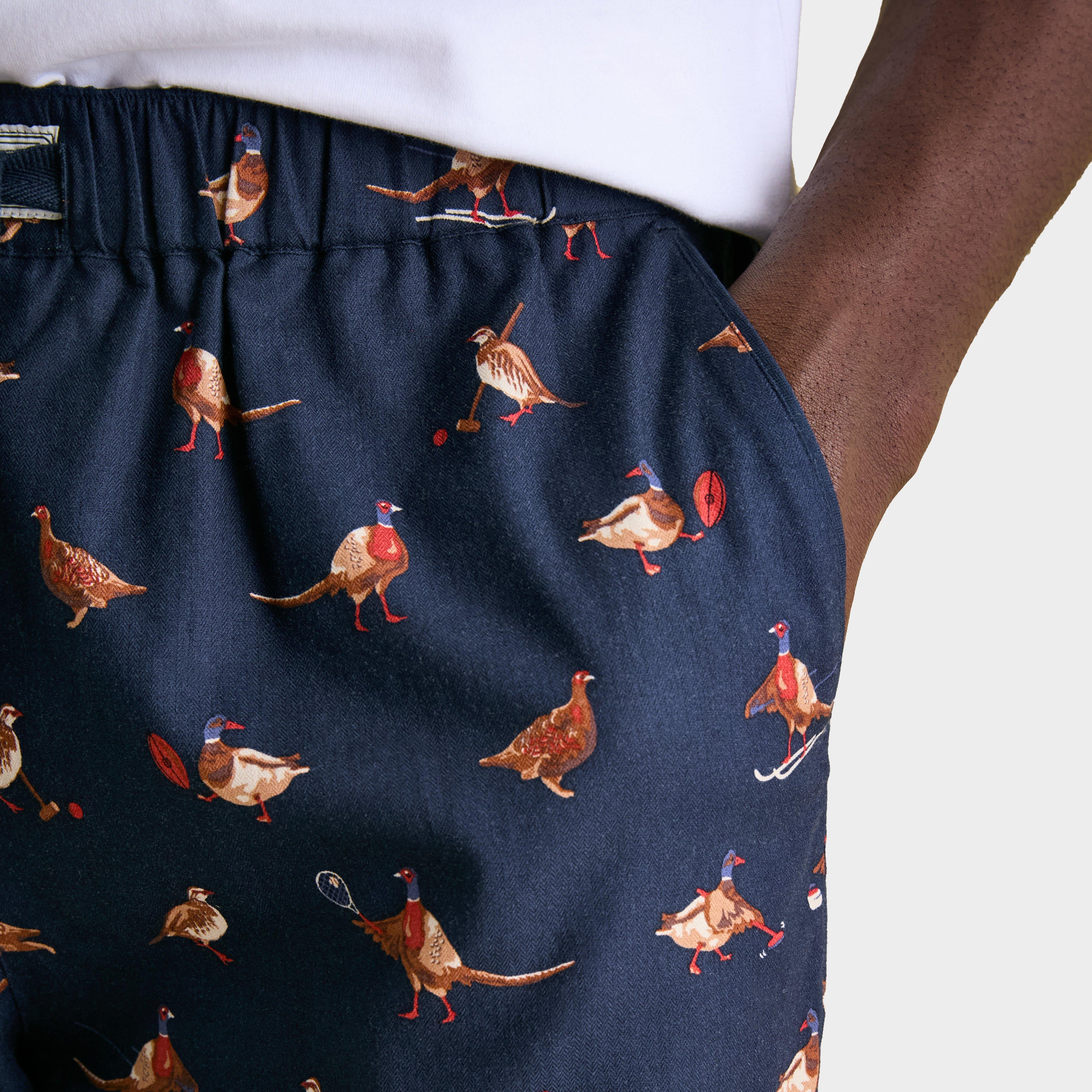 Mens Dozer Cotton Pyjama Bottoms Navy Birds