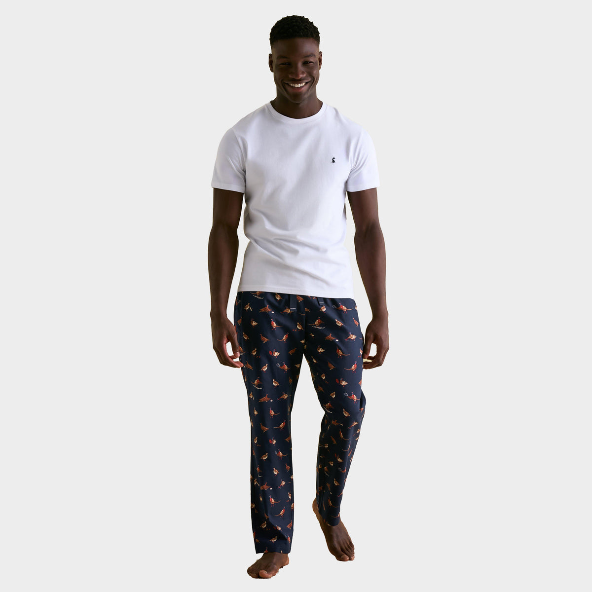 Mens Dozer Cotton Pyjama Bottoms Navy Birds