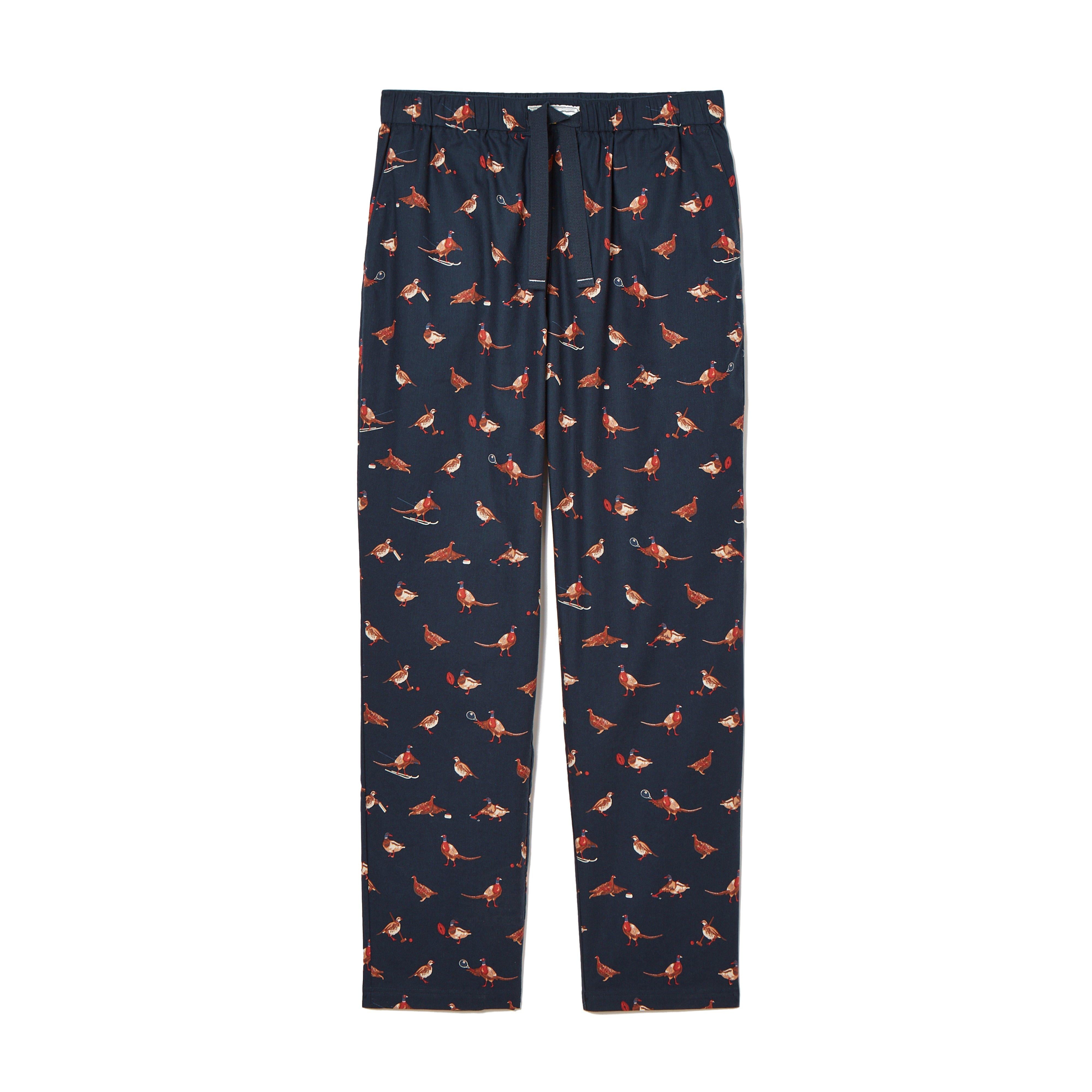 Mens Dozer Cotton Pyjama Bottoms Navy Birds