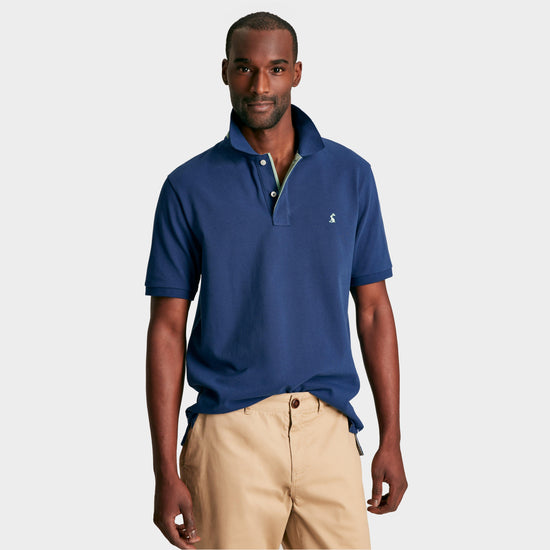 Mens Woody Regular Fit Cotton Pique Polo Shirt Blue