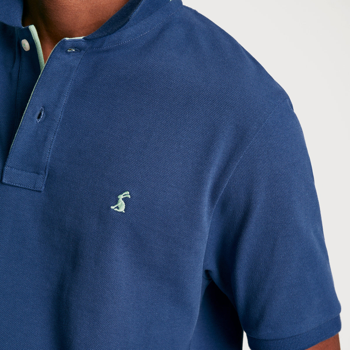 Mens Woody Regular Fit Cotton Pique Polo Shirt Blue