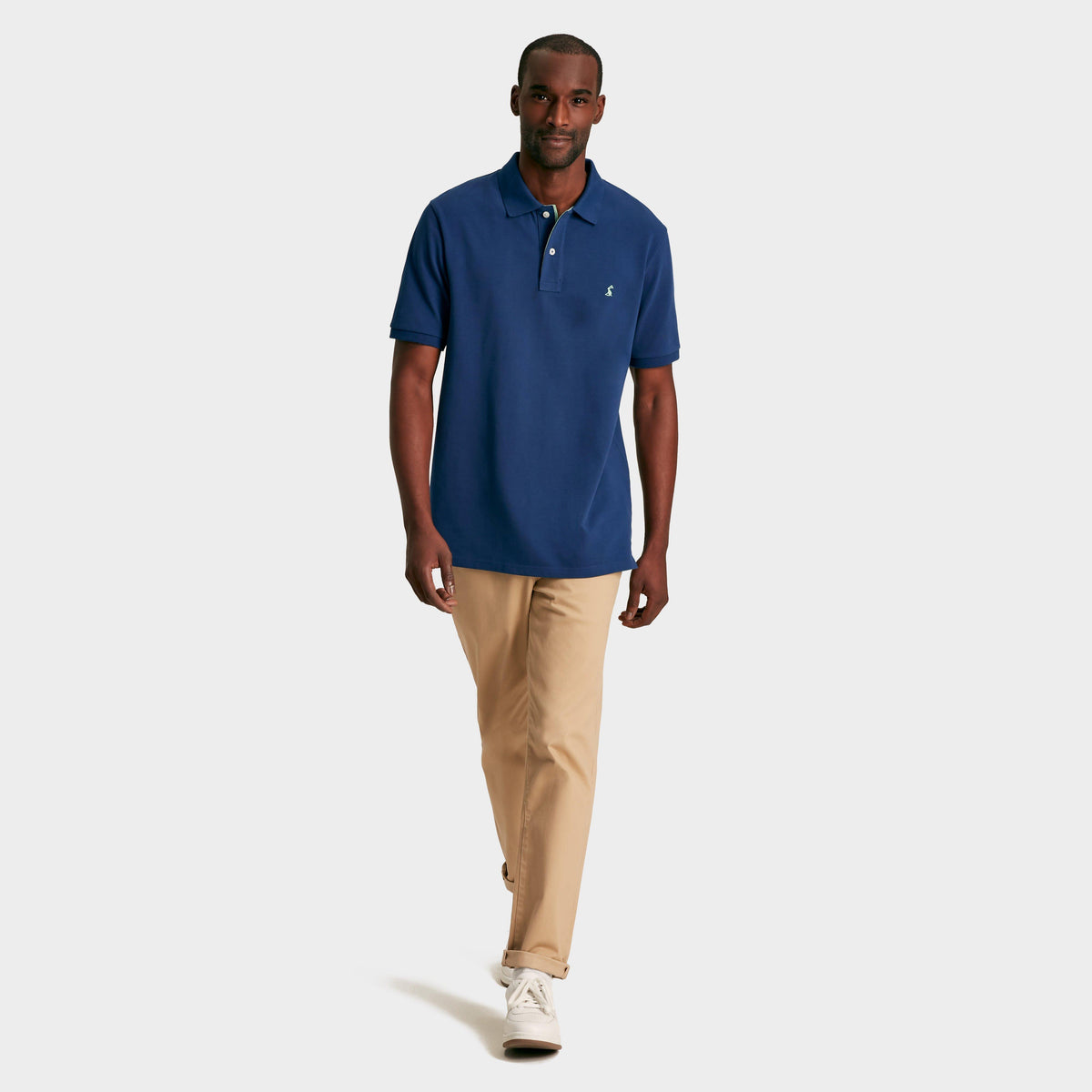 Mens Woody Regular Fit Cotton Pique Polo Shirt Blue