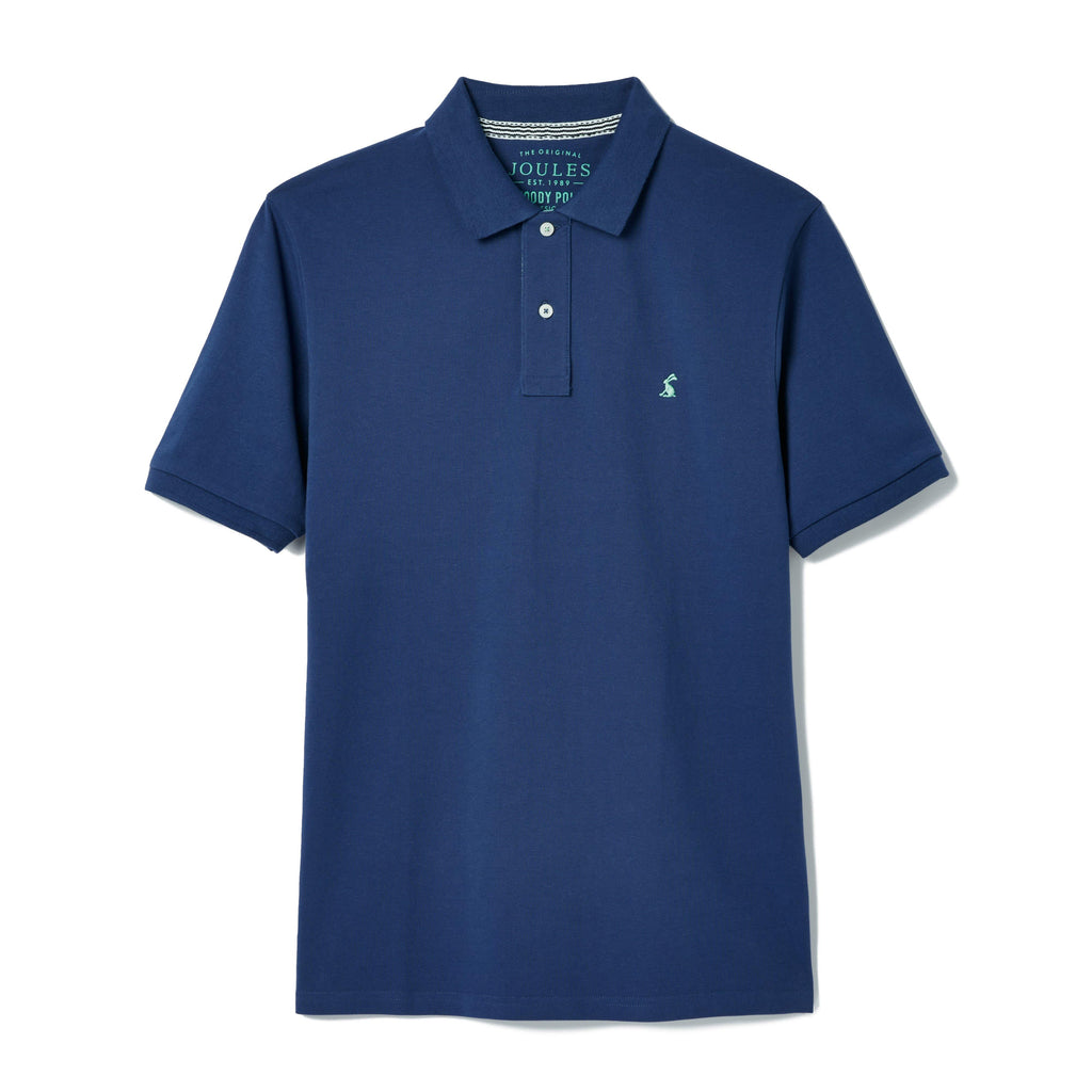 Mens Woody Regular Fit Cotton Pique Polo Shirt Blue