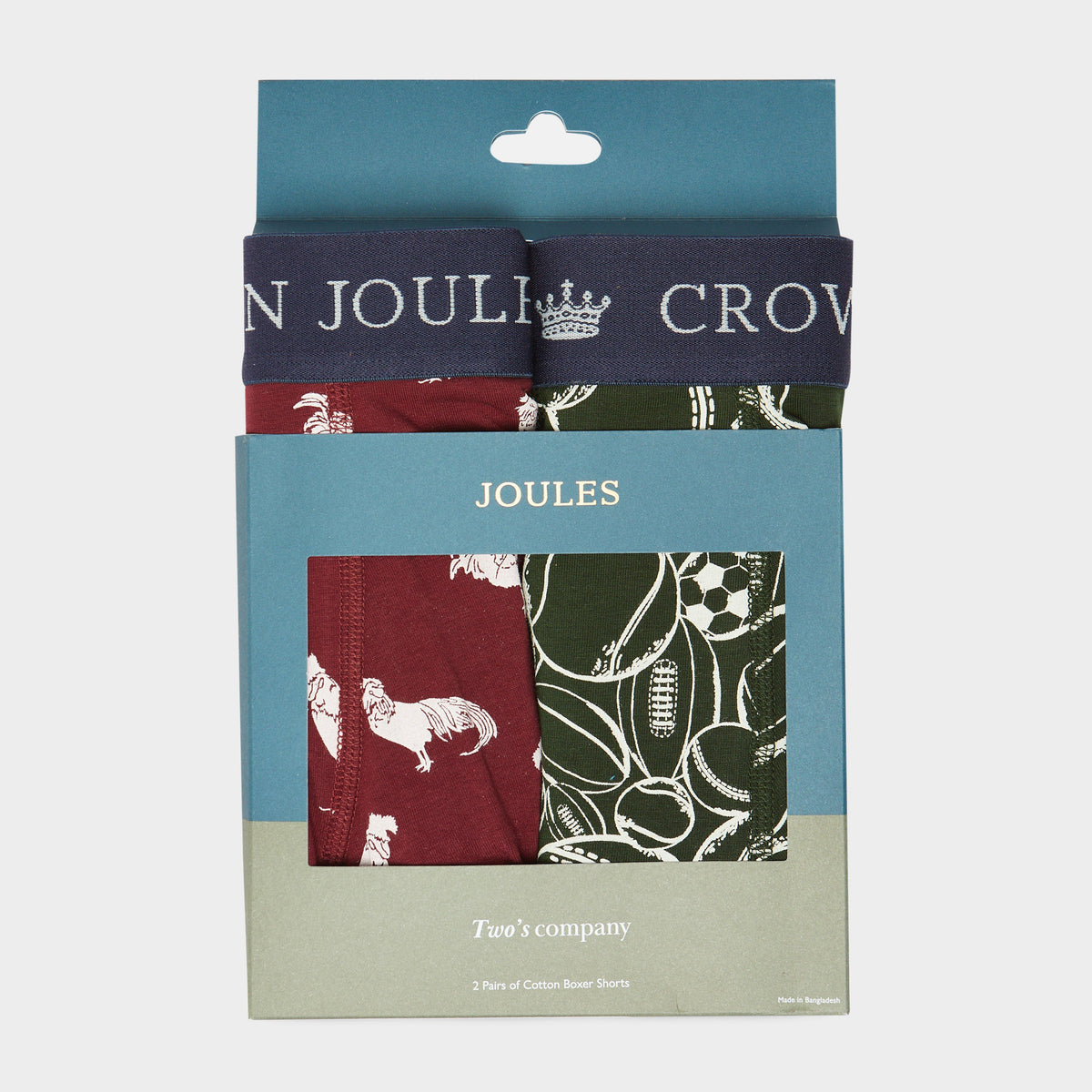 Mens Crown Pack of Two Cotton Briefs Red/Green