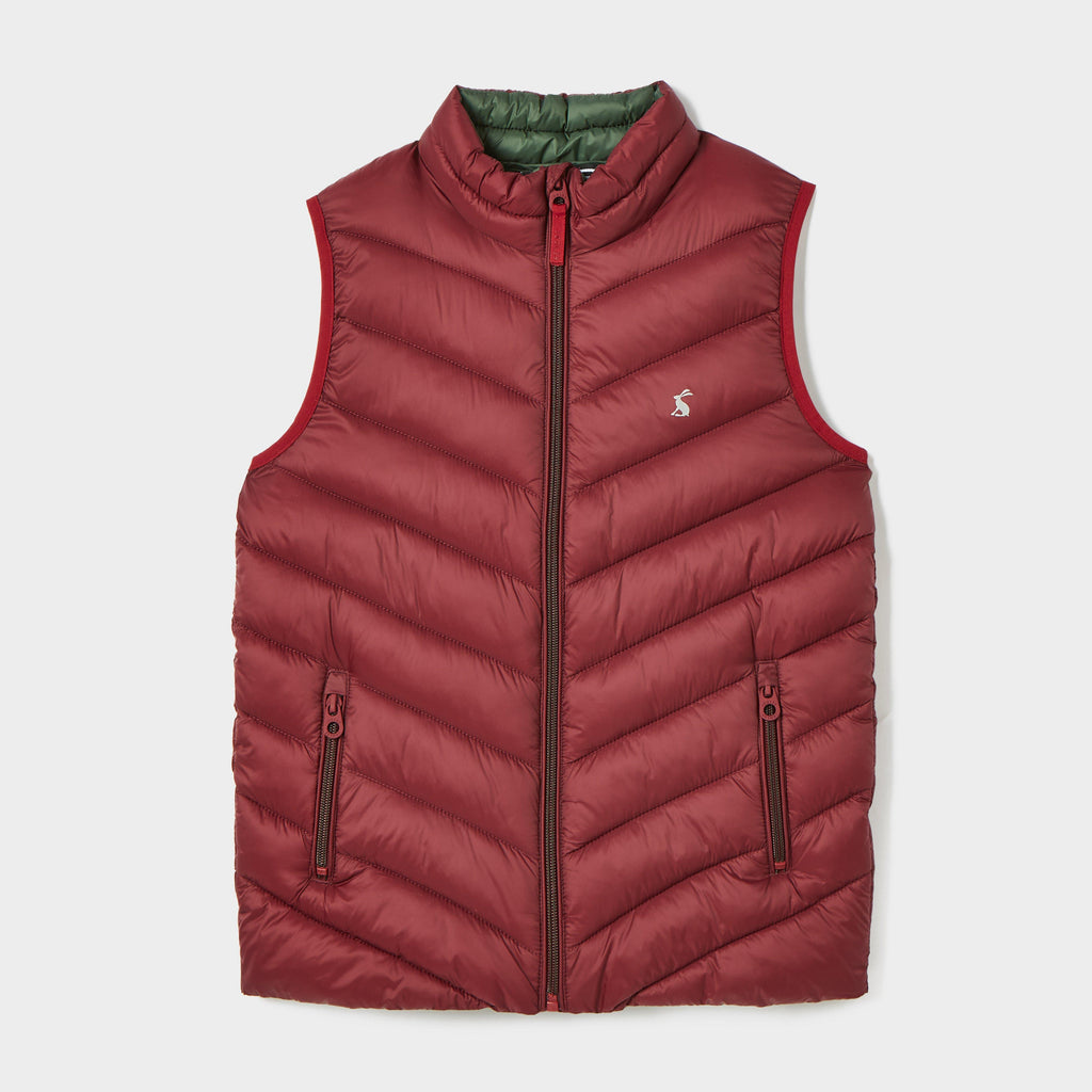 Kids Crofton Showerproof Quilted Gilet Berry Red