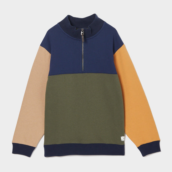 Kids Elliot Quarter Zip Sweatshirt Multi Colourblock