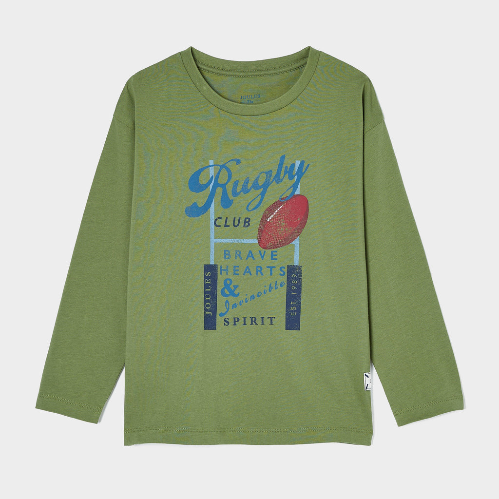 Kids Rugby Print Artwork Top Green