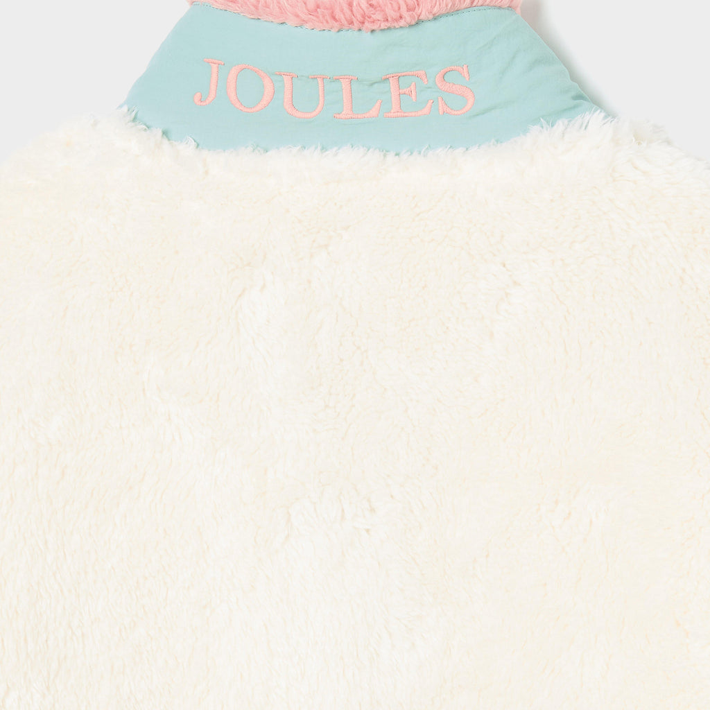 Kids Always Cosy Quarter Zip Borg Fleece Cream Colourblock