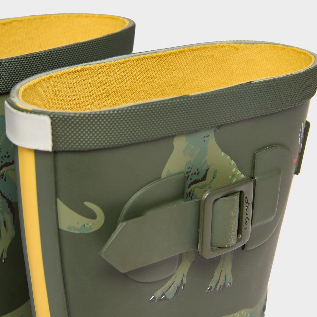 Kids Printed Wellies Khaki Green