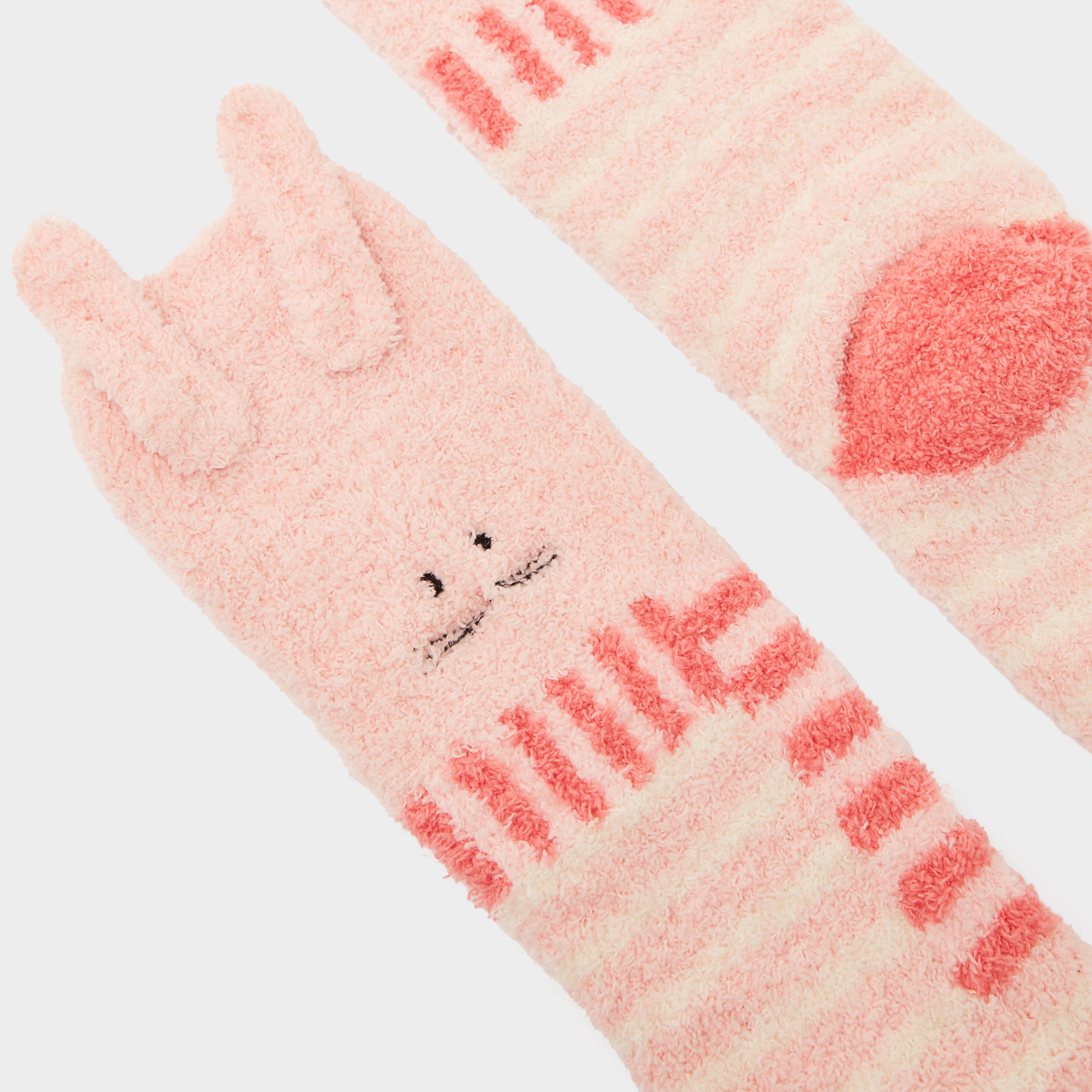 Kids Fluffy Character Socks Pink Bunny