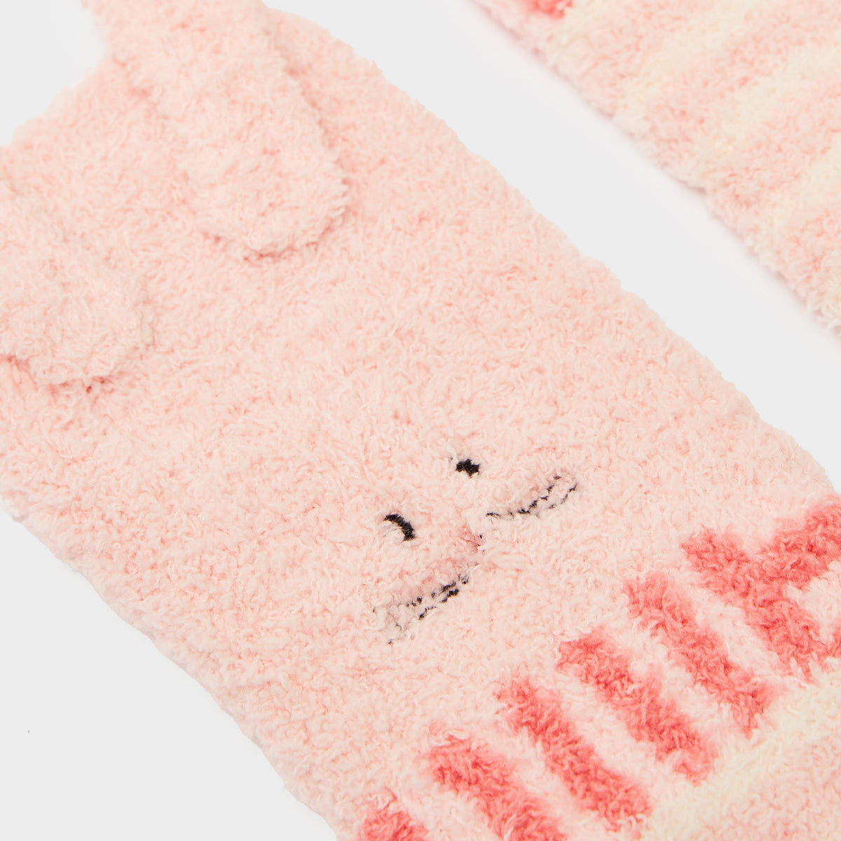 Kids Fluffy Character Socks Pink Bunny