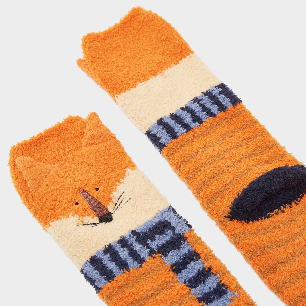 Kids Fluffy Character Socks Orange Fox