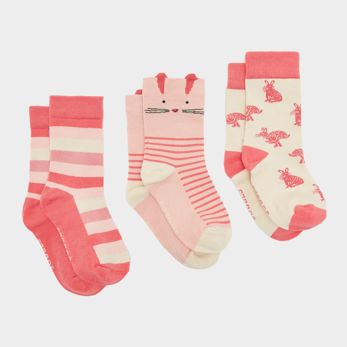 Kids Neat Feet 3 Pack Socks Pink
